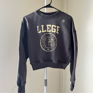 Recto Llege-logo Cropped Sweatshirt Bluish Charcoal/Gray Unisex One Size